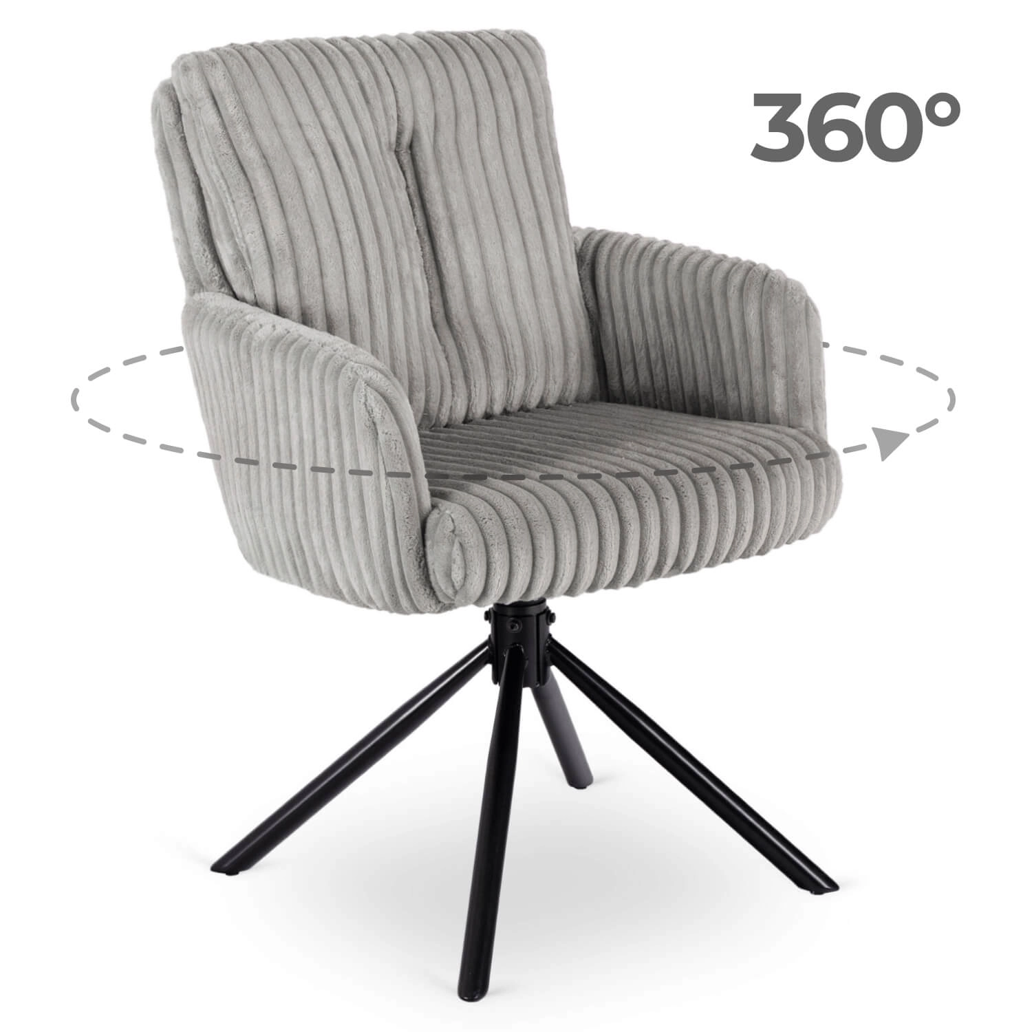 JUNE Grauer Cord-Wohnzimmerdrehstuhl