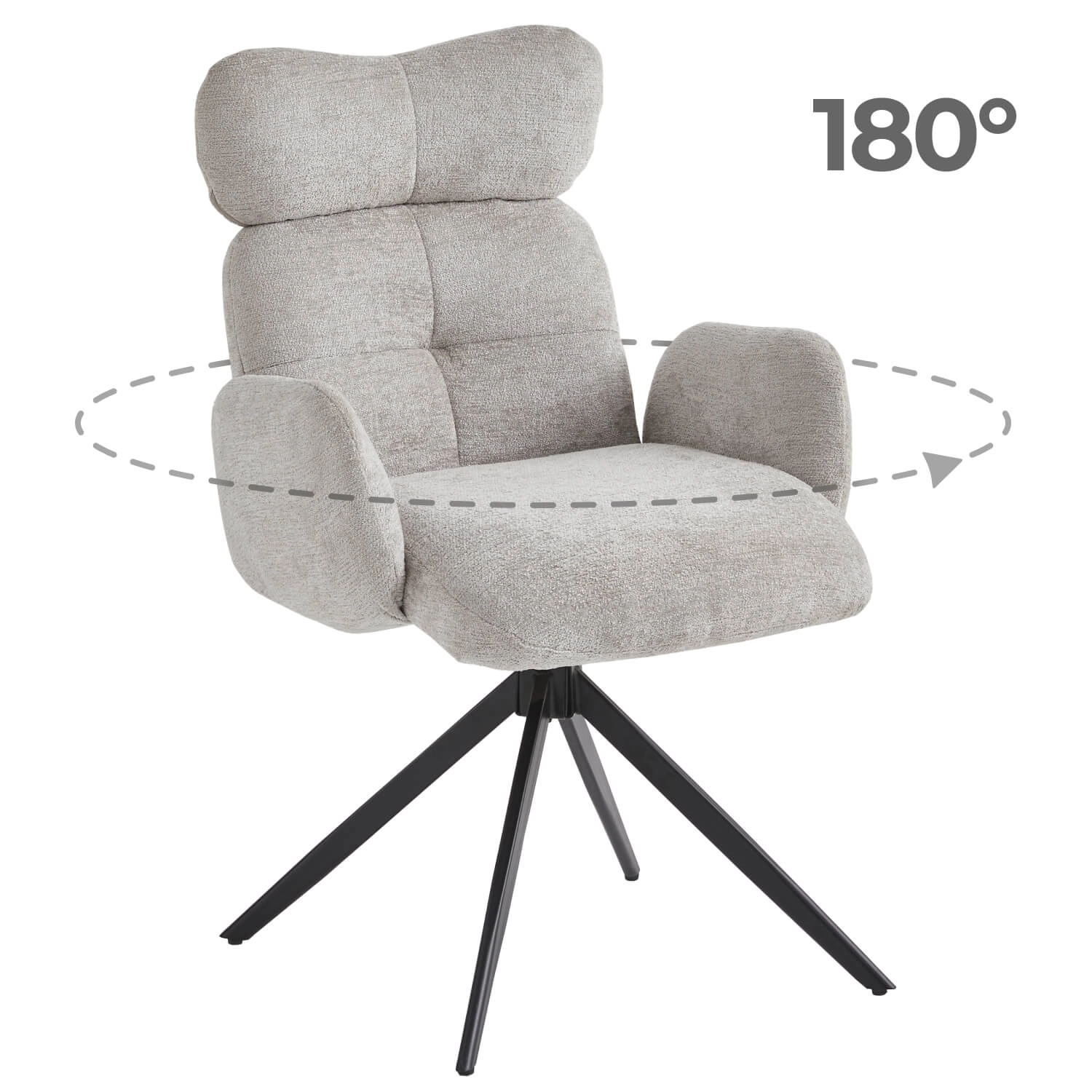 ALVARO Grauer Bouclé-Drehstuhl für das Wohnzimmer