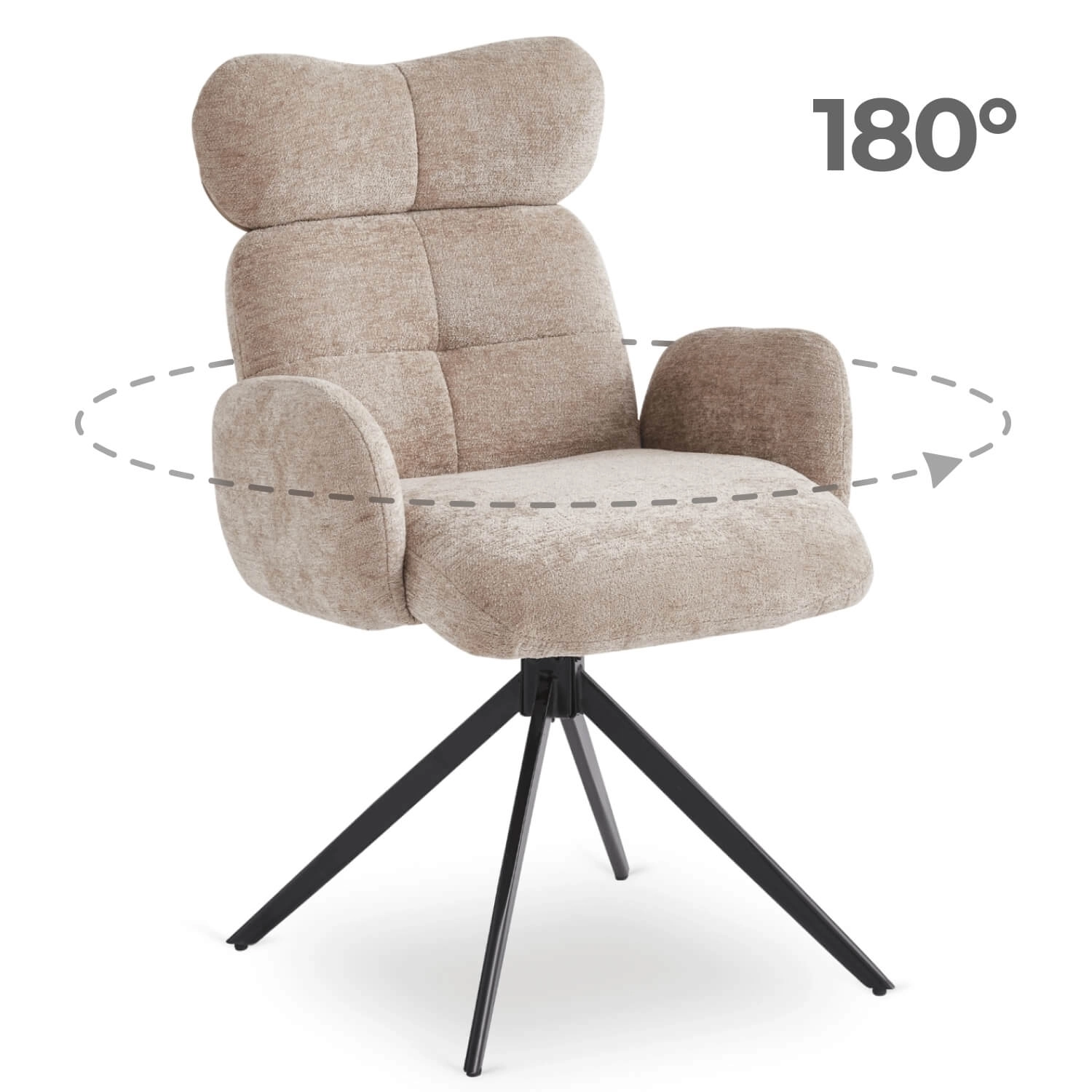 ALVARO Beige Bouclé-Drehstuhl für das Wohnzimmer