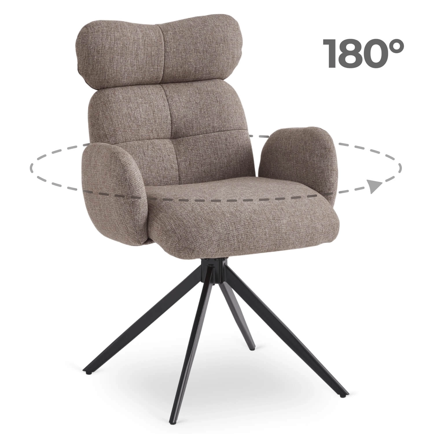 ALVARO Brauner drehbarer Wohnzimmerstuhl