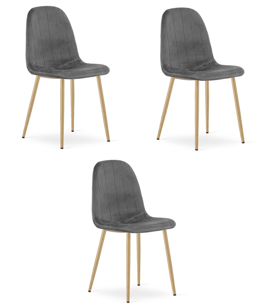 [model_4318_3-PADVA-ROK115] PADVA Stuhl – dunkelgrauer Samt / Eichenbeine x 3