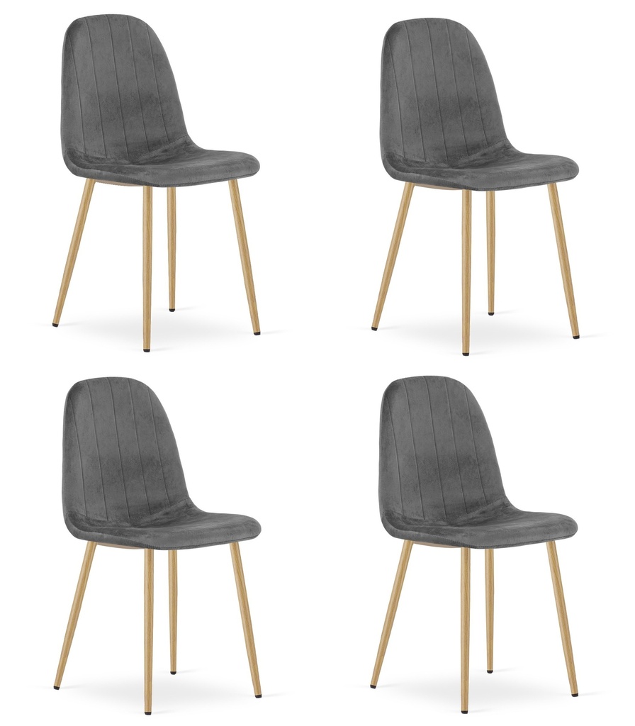 PADVA Stuhl – dunkelgrauer Samt / Eichenbeine x 4