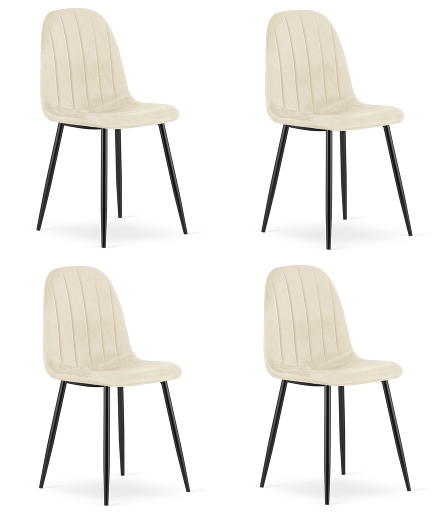 PADVA Stuhl – hellbeiger Samt / schwarze Beine x 4