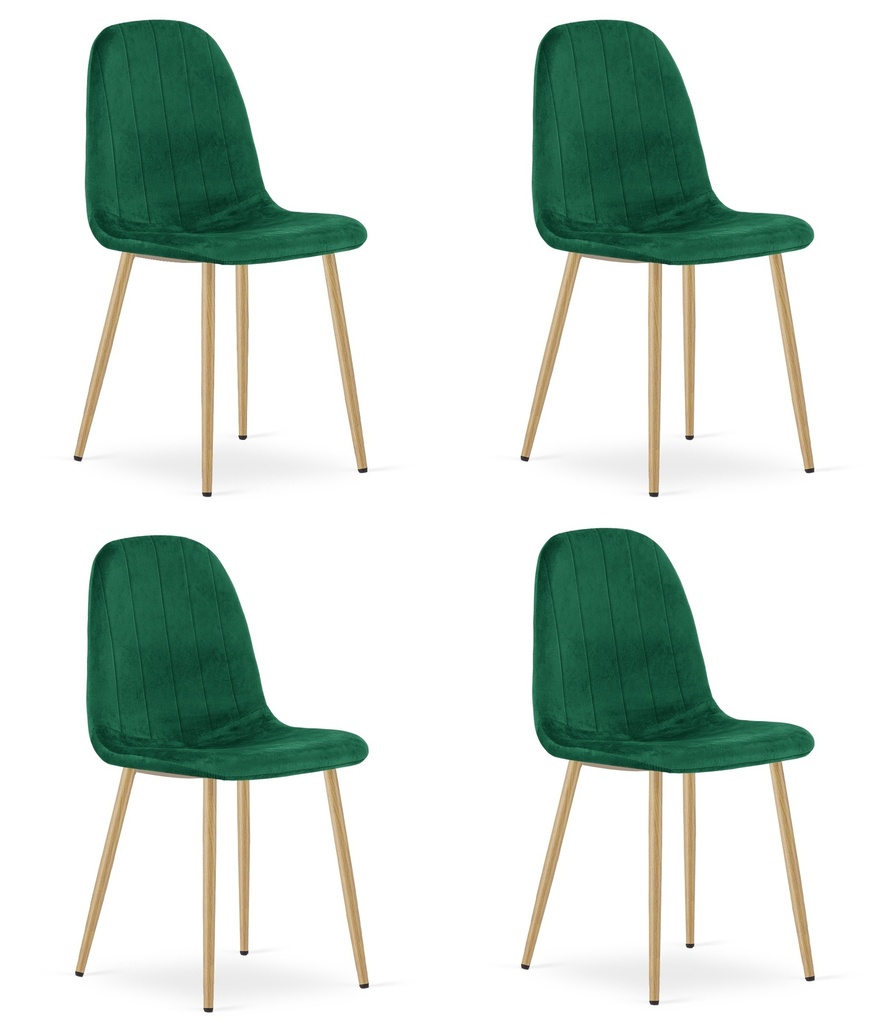PADVA Stuhl – grüner Samt / Eichenbeine x 4
