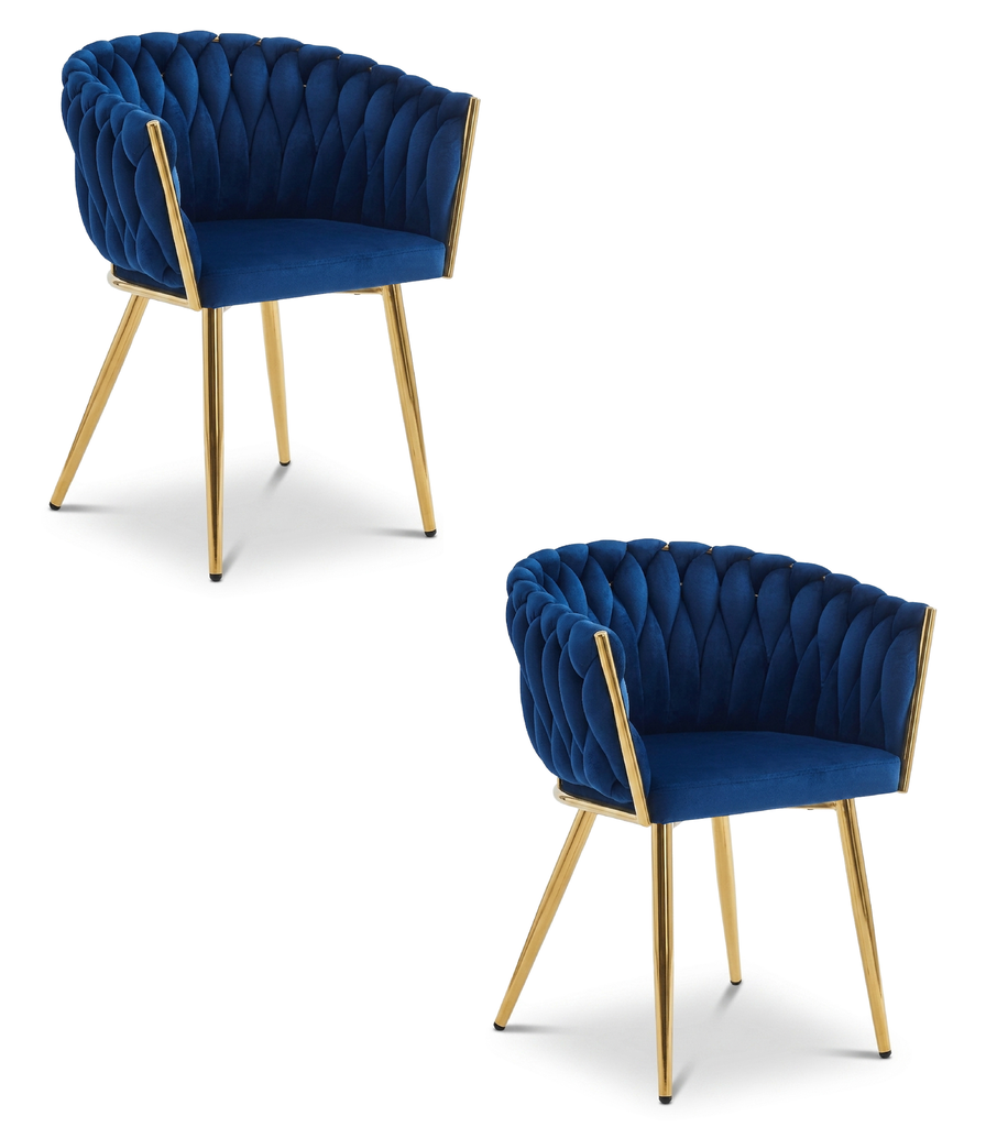 [model_4327_2] ORION Stuhl – marineblauer Samt / goldene Beine x 2