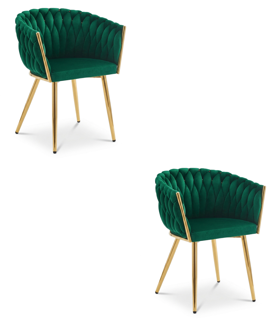 [model_4328_2] ORION Stuhl – grüner Samt / goldene Beine x 2