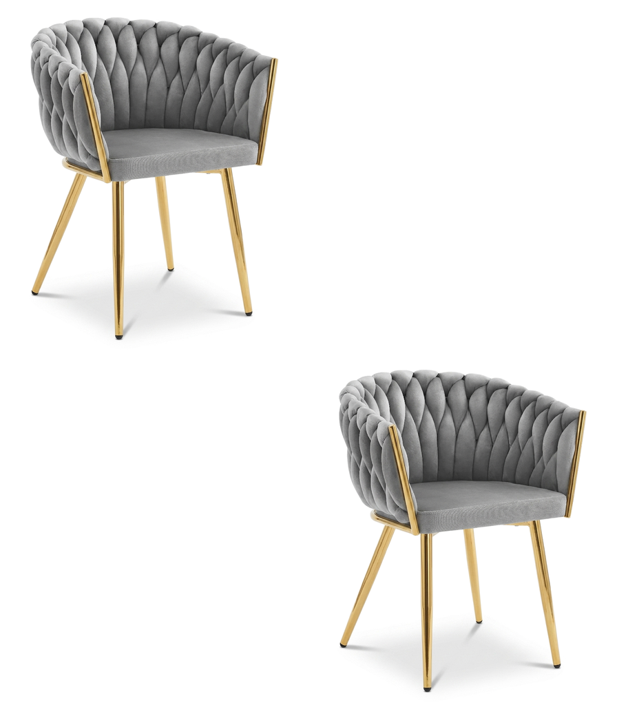 ORION Stuhl – hellgrauer Samt / goldene Beine x 2