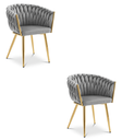 ORION Stuhl – hellgrauer Samt / goldene Beine x 2