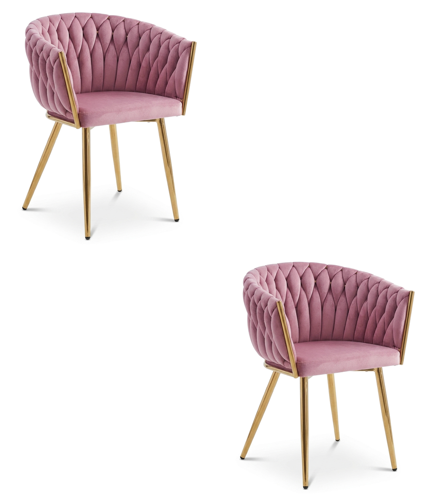 [model_4330_2] ORION Stuhl – hellrosa Samt / goldene Beine x 2