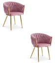 ORION Stuhl – hellrosa Samt / goldene Beine x 2