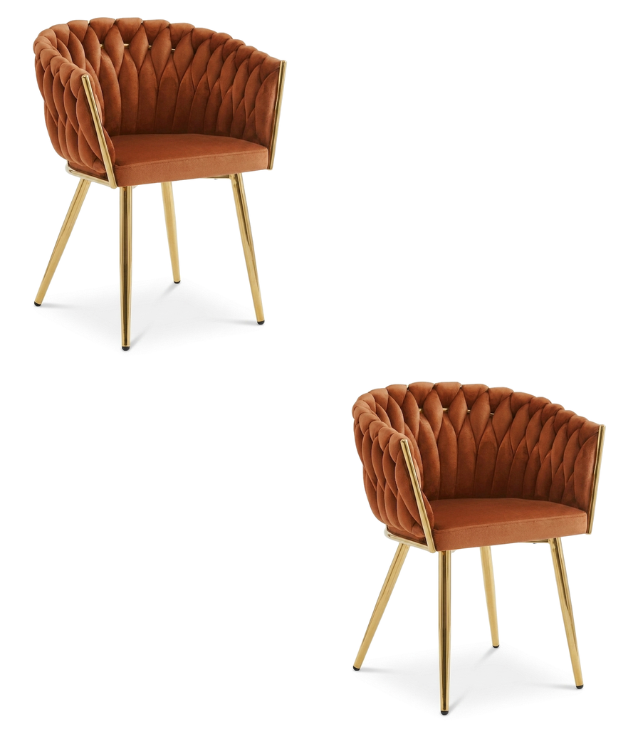 [model_4332_2] ORION Stuhl – Kupfersamt / Goldbeine x 2