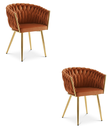 ORION Stuhl – Kupfersamt / Goldbeine x 2