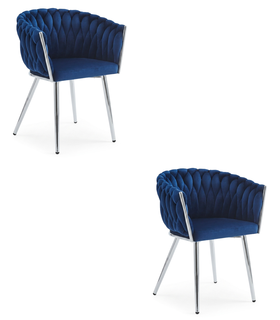 ORION Stuhl – marineblauer Samt / Chrombeine x 2