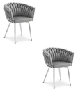 ORION Stuhl – hellgrauer Samt / Chrombeine x 2