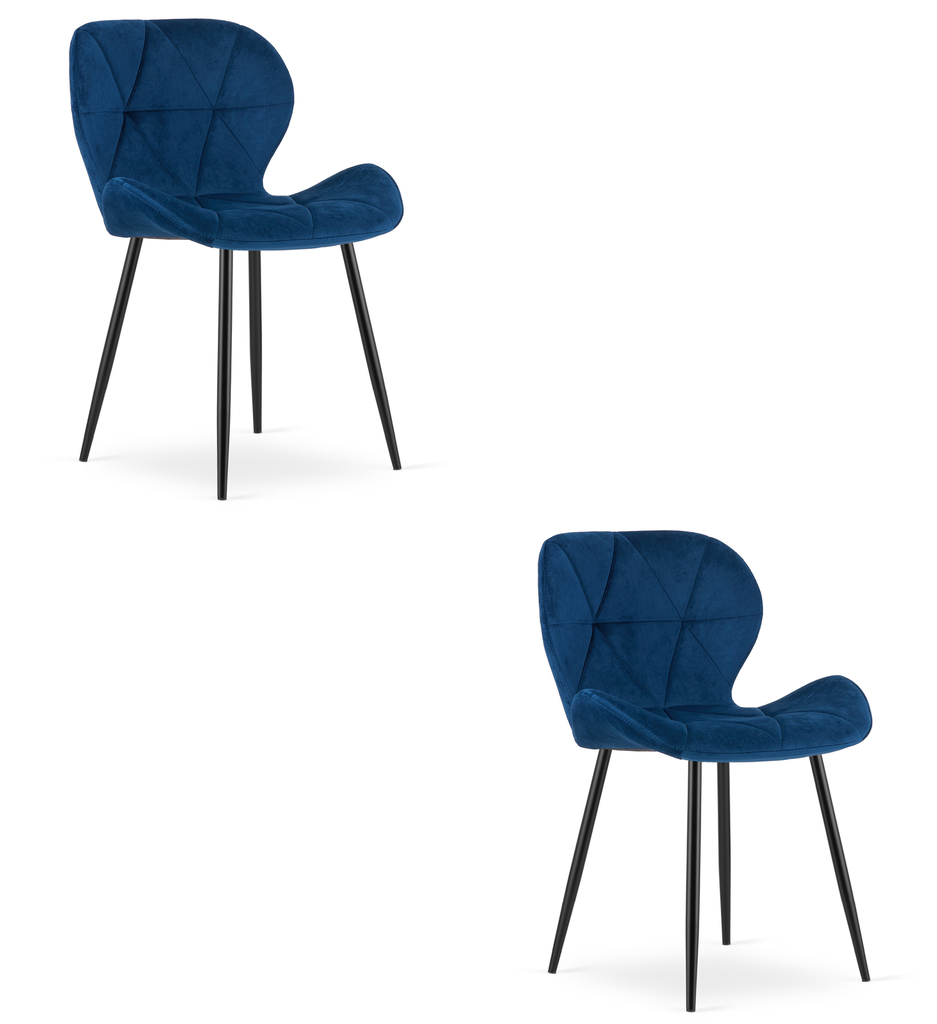 MANGO Stuhl – marineblauer Samt / schwarze Beine x 2