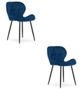 MANGO Stuhl – marineblauer Samt / schwarze Beine x 2