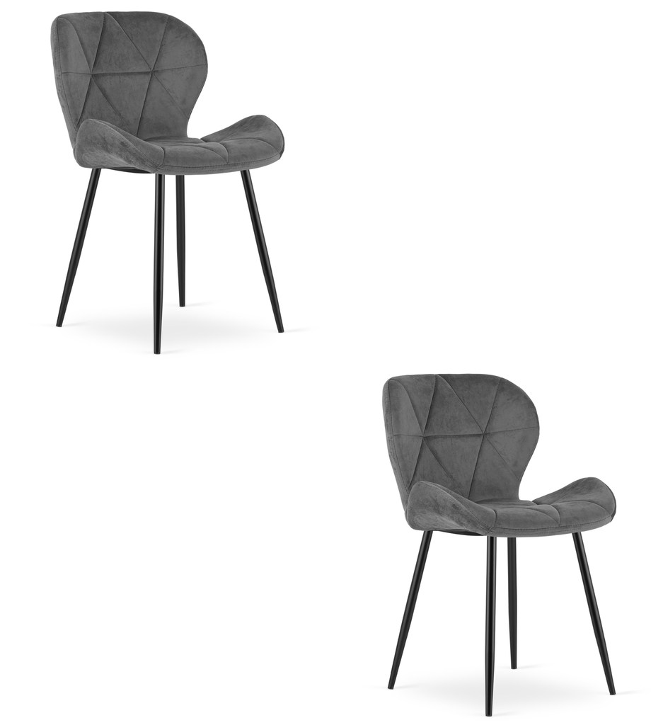 [model_4372_2] MANGO Stuhl – dunkelgrauer Samt / schwarze Beine x 2