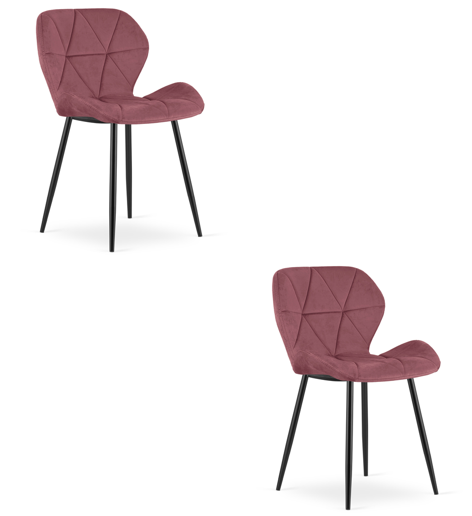MANGO Stuhl – dunkelrosa Samt / schwarze Beine x 2