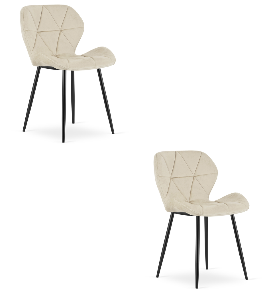 MANGO Stuhl – hellbeiger Samt / schwarze Beine x 2