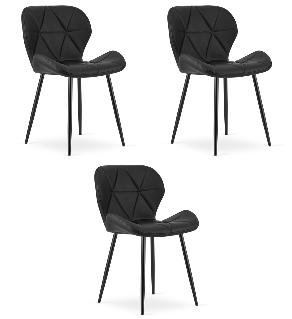 [model_4365_3] MANGO Stuhl – schwarzes Kunstleder / schwarze Beine x 3