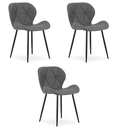 MANGO Stuhl – graues Öko-Leder / schwarze Beine x 3