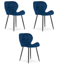MANGO Stuhl – marineblauer Samt / schwarze Beine x 3