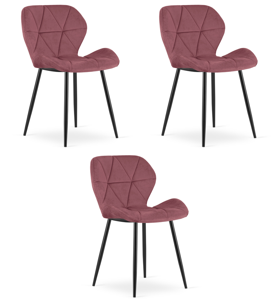 [model_4374_3] MANGO Stuhl – dunkelrosa Samt / schwarze Beine x 3
