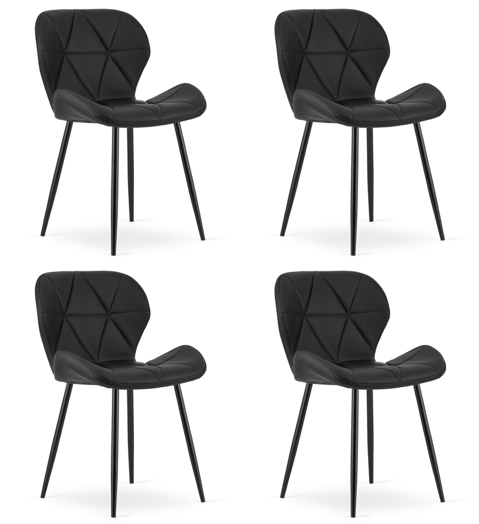 MANGO Stuhl – schwarzes Kunstleder / schwarze Beine x 4