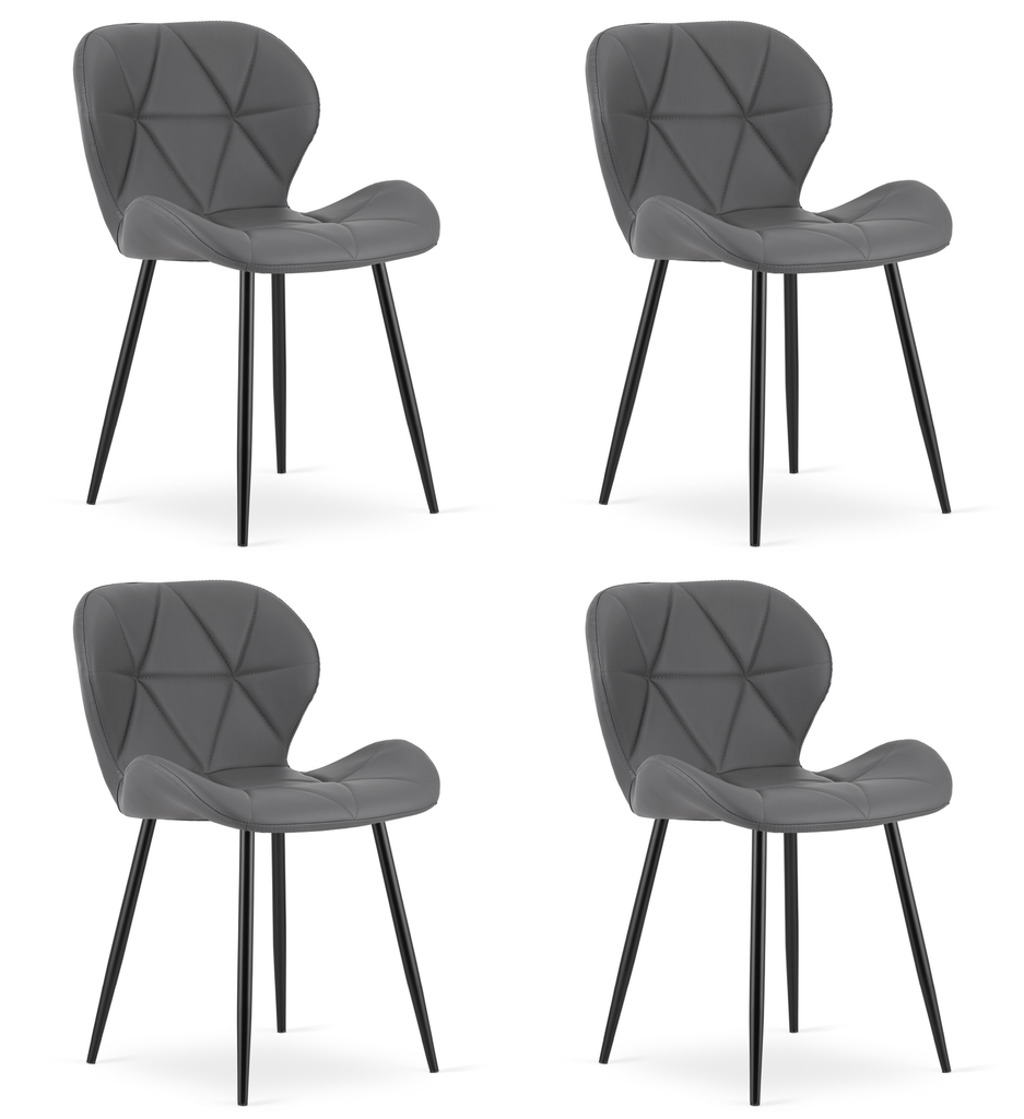 MANGO Stuhl – graues Öko-Leder / schwarze Beine x 4