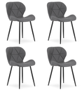 MANGO Stuhl – graues Öko-Leder / schwarze Beine x 4
