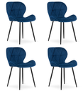 MANGO Stuhl – marineblauer Samt / schwarze Beine x 4