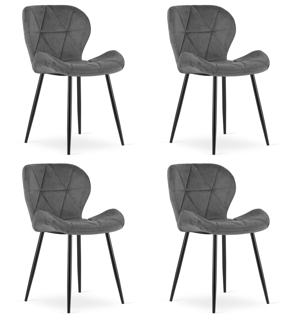 MANGO Stuhl – dunkelgrauer Samt / schwarze Beine x 4