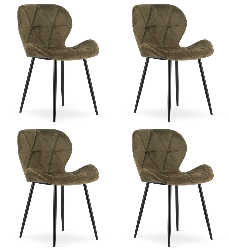 MANGO Stuhl – brauner Samt / schwarze Beine x 4