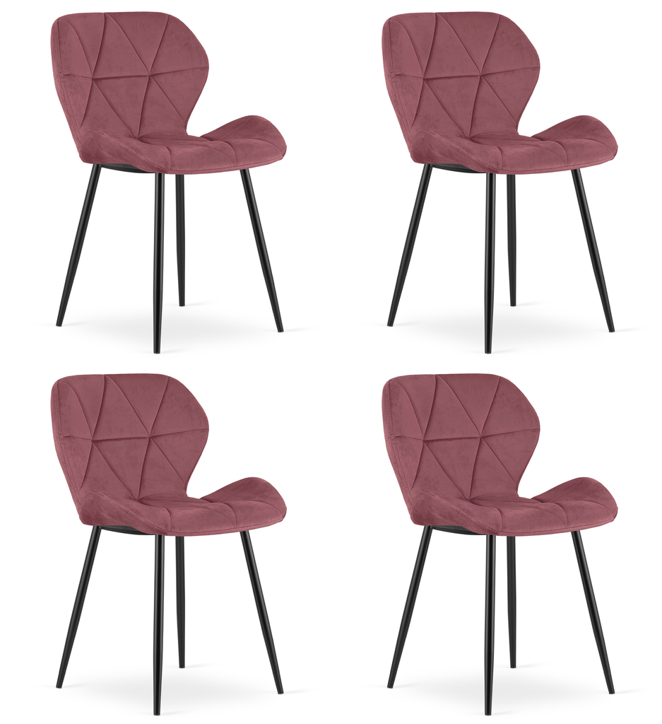 [model_4374_4] MANGO Stuhl – dunkelrosa Samt / schwarze Beine x 4