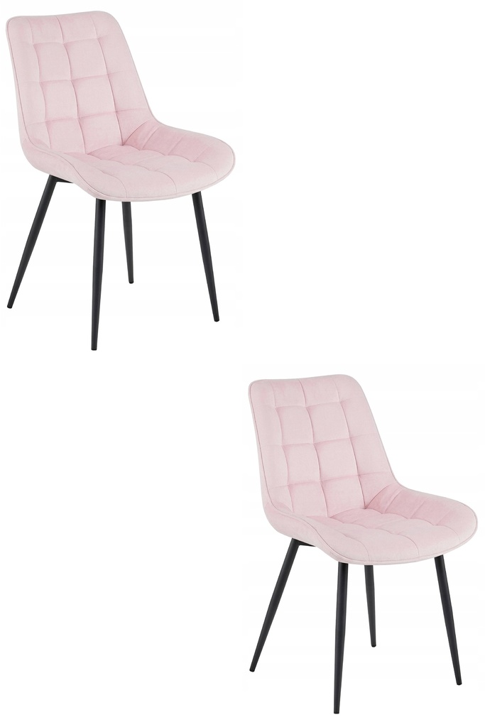 BERA Stuhl – hellrosa Samt / schwarze Beine x 2