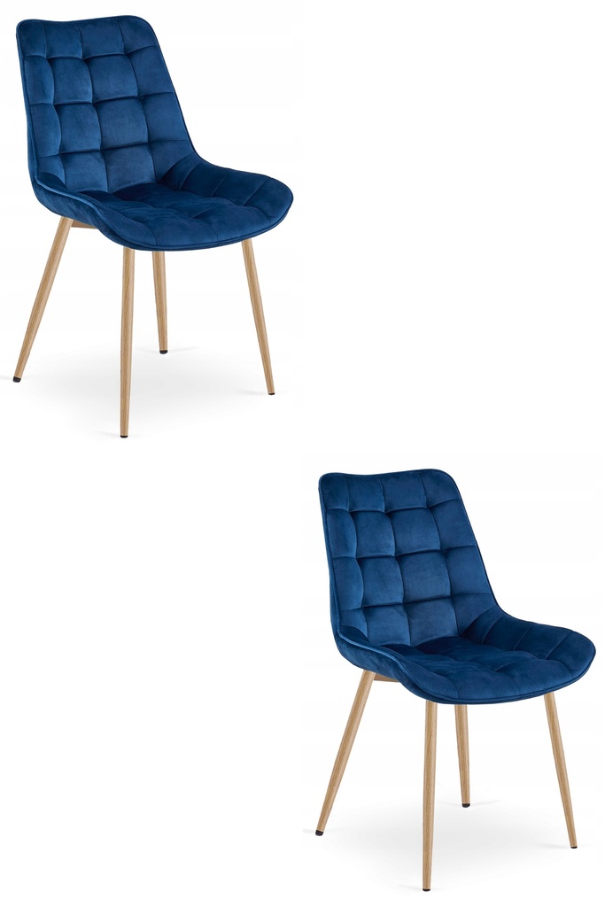 BERA Stuhl – Marineblauer Samt / Beine aus Eiche x 2
