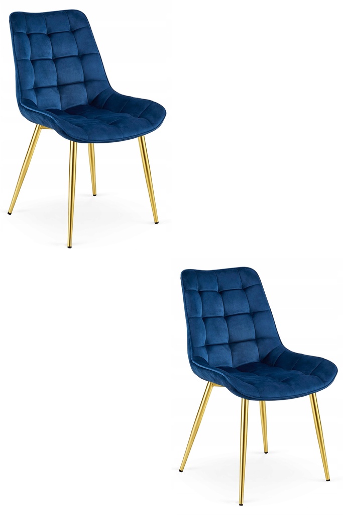 BERA Stuhl – marineblauer Samt / goldene Beine x 2