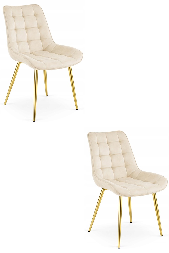 BERA Stuhl – hellbeiger Samt / goldene Beine x 2