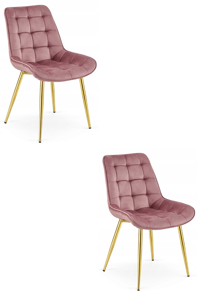 BERA Stuhl – dunkelrosa Samt / goldene Beine x 2