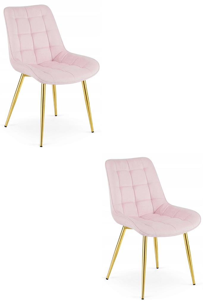 BERA Stuhl – hellrosa Samt / goldene Beine x 2