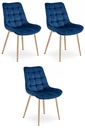 BERA Stuhl – Marineblauer Samt / Eichenbeine x 3