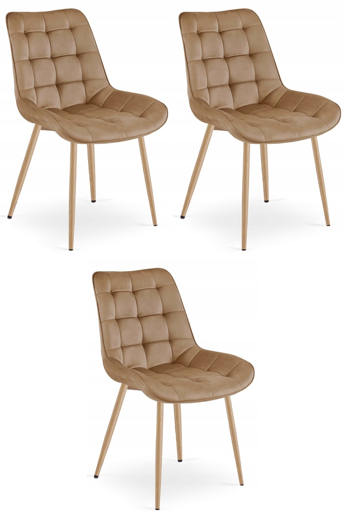 BERA Stuhl – brauner Samt / Eichenbeine x 3