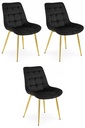 BERA Stuhl – schwarzer Samt / goldene Beine x 3