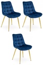 BERA Stuhl – marineblauer Samt / goldene Beine x 3