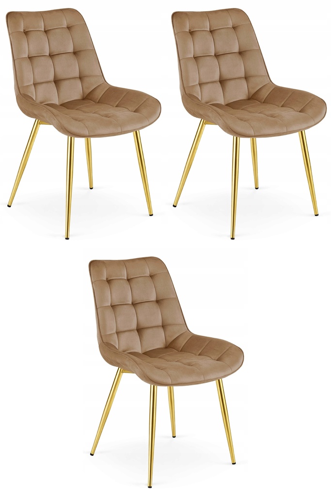 BERA Stuhl – brauner Samt / goldene Beine x 3