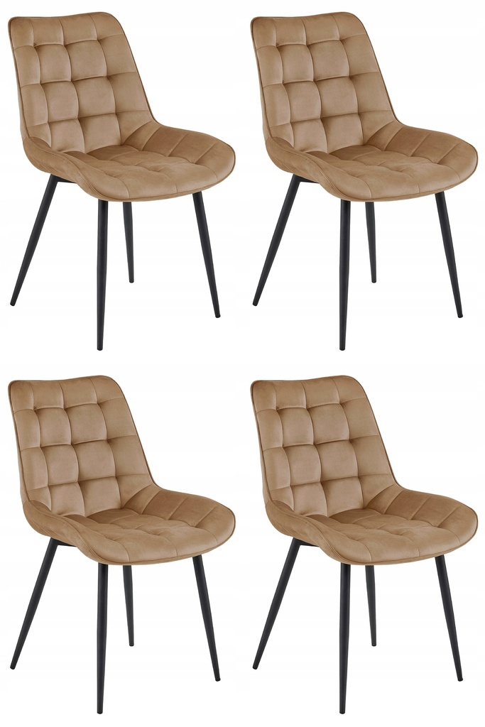 BERA Stuhl – brauner Samt / schwarze Beine x 4