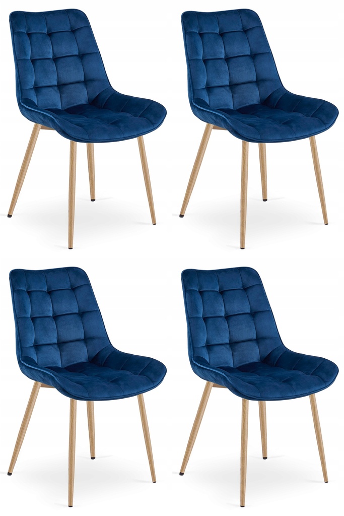 BERA Stuhl – Marineblauer Samt / Eichenbeine x 4