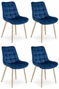 BERA Stuhl – Marineblauer Samt / Eichenbeine x 4