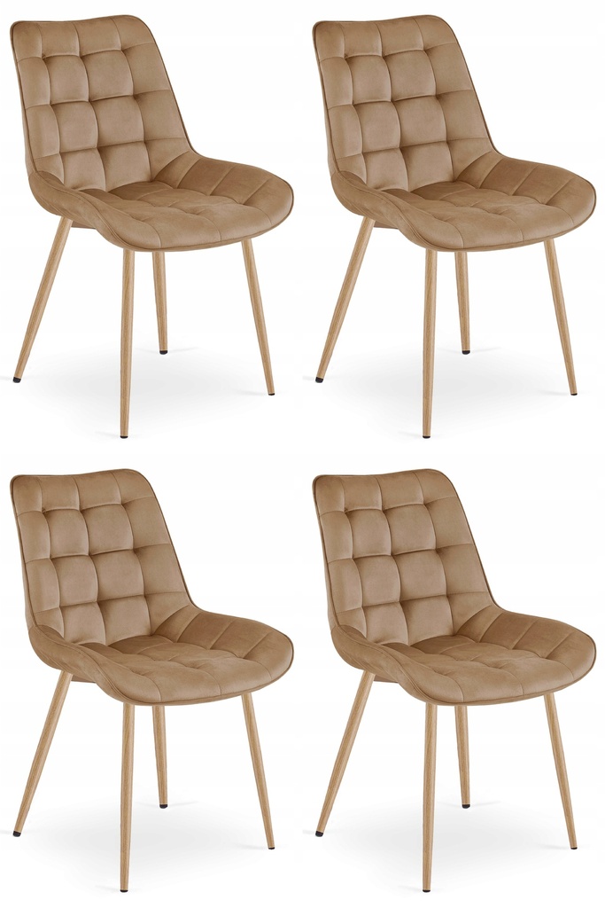 BERA Stuhl – brauner Samt / Eichenbeine x 4