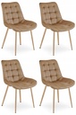 BERA Stuhl – brauner Samt / Eichenbeine x 4